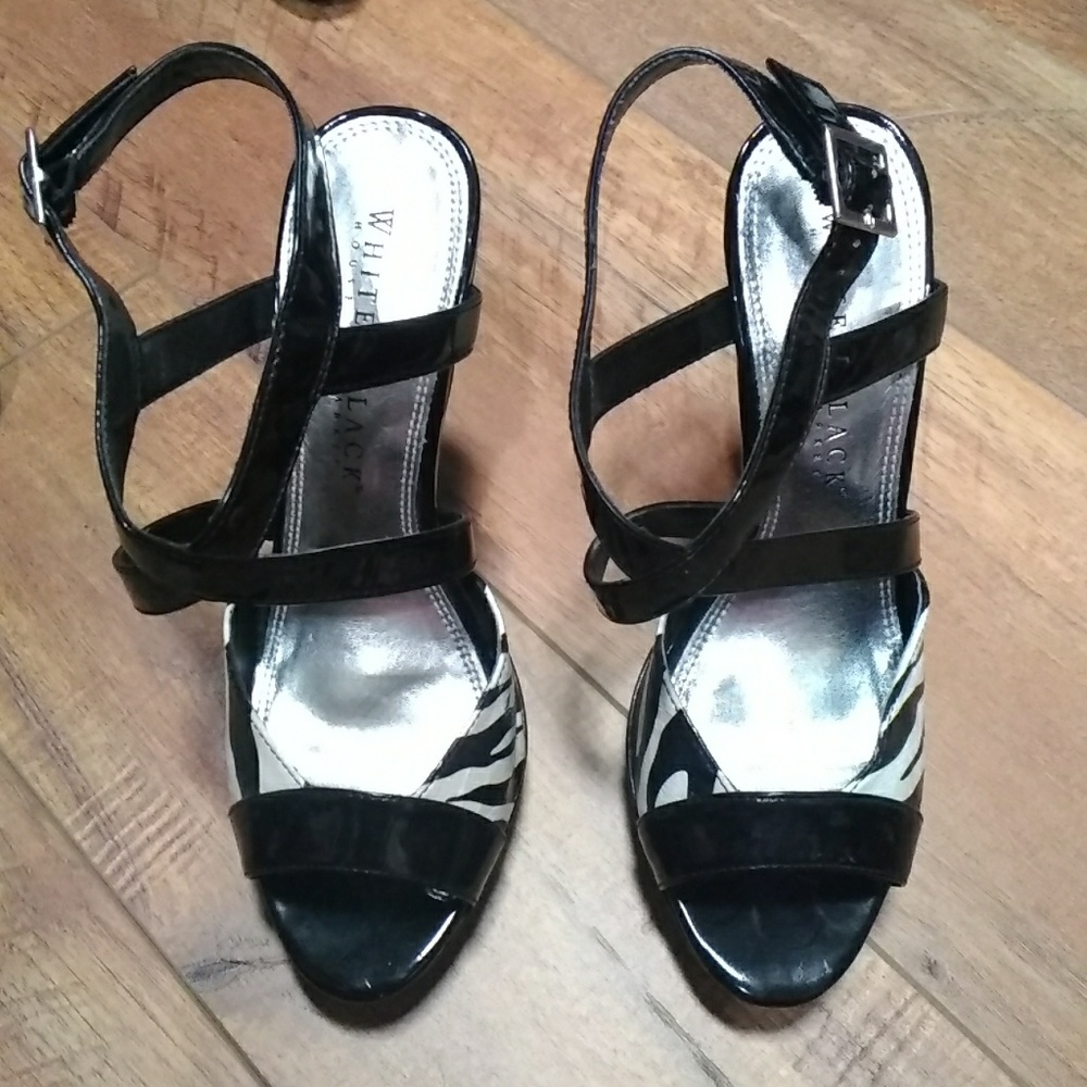 Open toe high heels.
